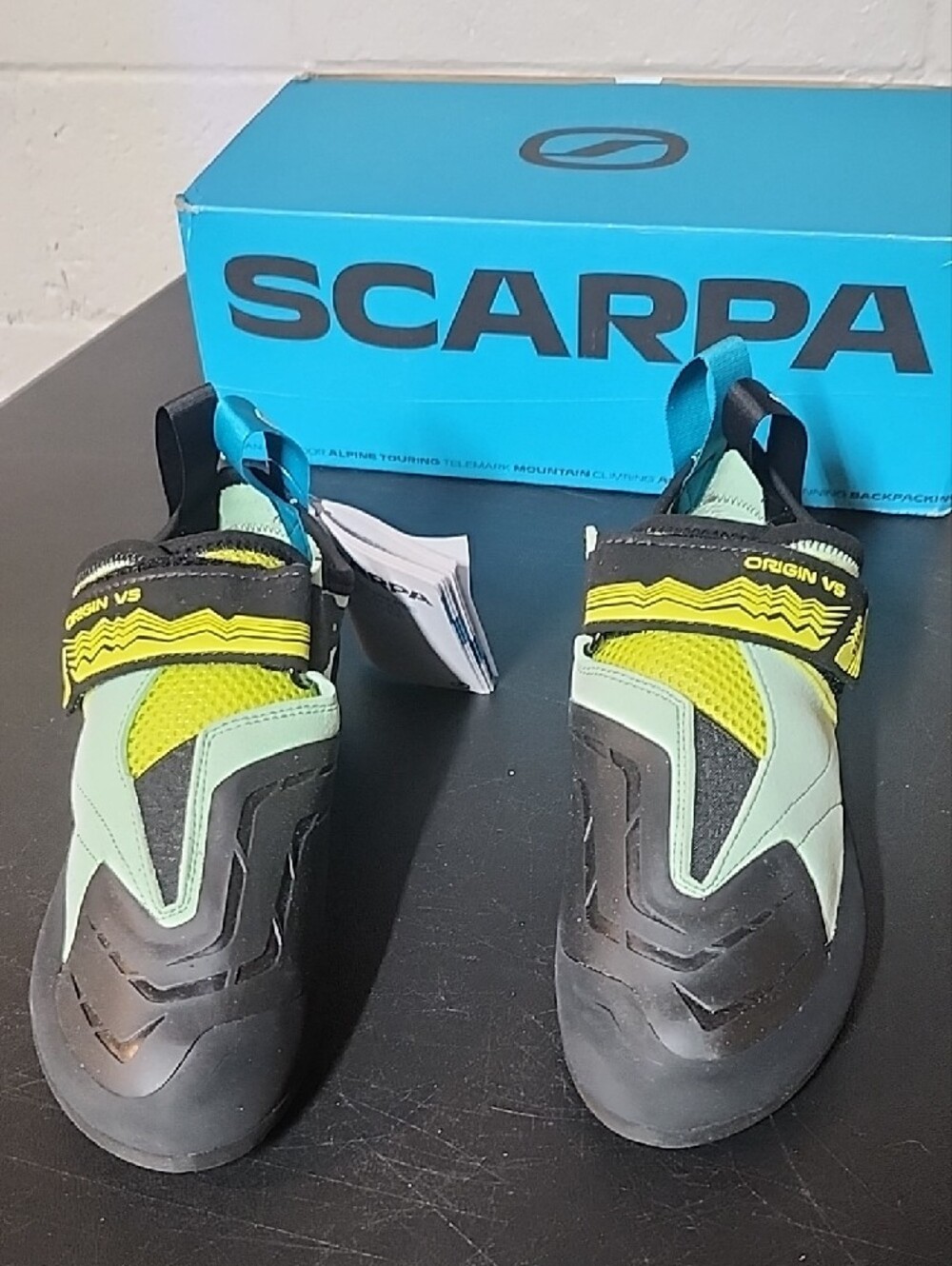 Scarpa Origin Climbing Shoes in Black and Lime Green - Picture 2 of 7